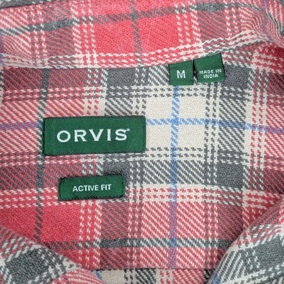 Men's Orvis Heavy Knit 100% Cotton Button Up Plaid Shirt Medium - Picture 2 of 7